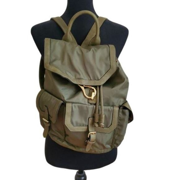 Madden Girl Dark Olive Green Backpack Shoulder Bag Drawstring Purse - Picture 1 of 13